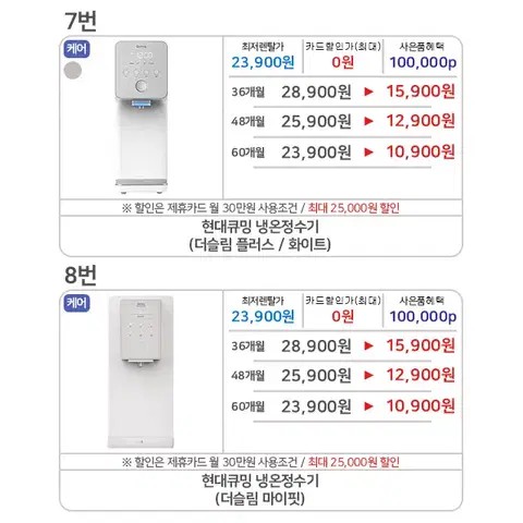 사은품지급 코웨이 LG 현대큐밍 정수기 얼음정수기 케어 렌탈